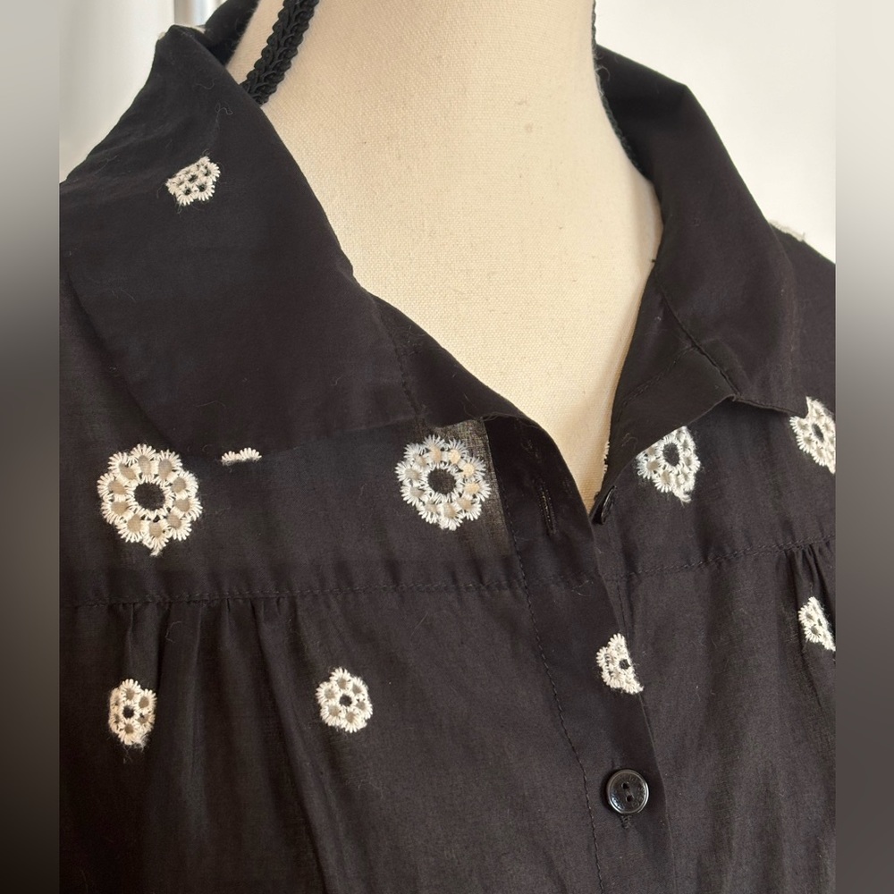 Embroidered Lace Tunic Shirt Dress, Black & Cream by Stera Size Large - Picture 5 of 10